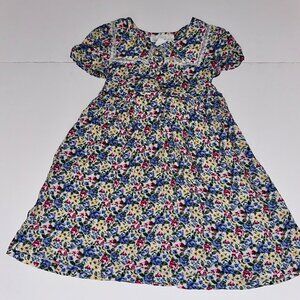 Vintage Rachel's Kids Floral Rayon longer style Dress Girl's Party dress sz 5